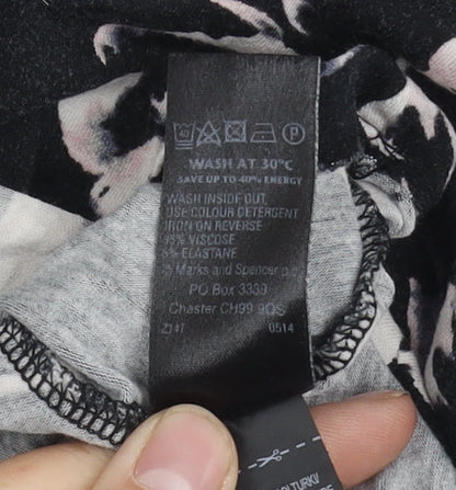 Womens UK Size 16 Marks and Spencer Black Tunic T-Shirt
