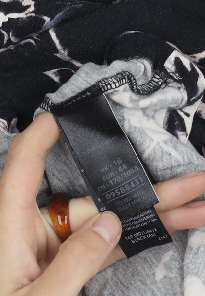 Womens UK Size 16 Marks and Spencer Black Tunic T-Shirt