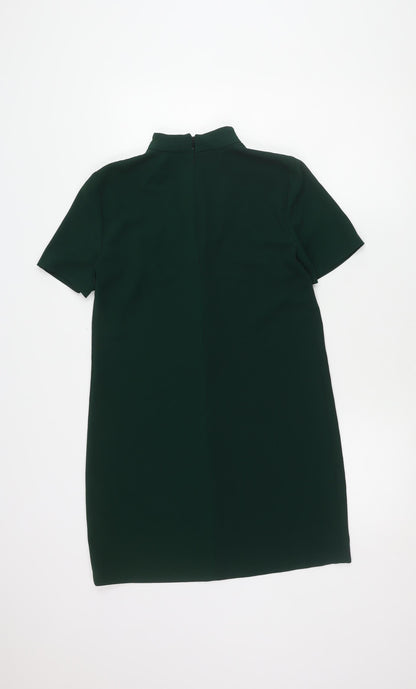 Zara Woman Green Sheath Dress, S, Short Sleeve, V-Neck