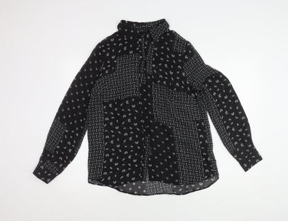 Womens UK Size 10 NEXT Black Basic Button-Up