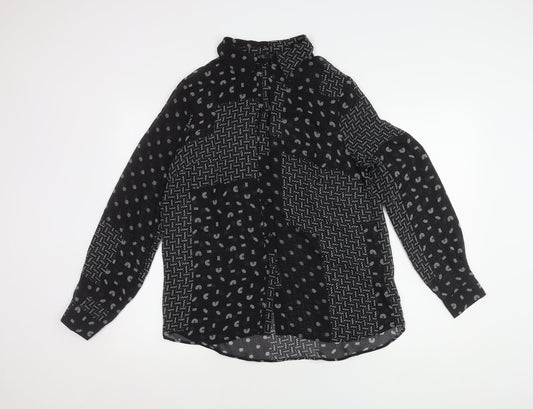 Womens UK Size 10 NEXT Black Basic Button-Up