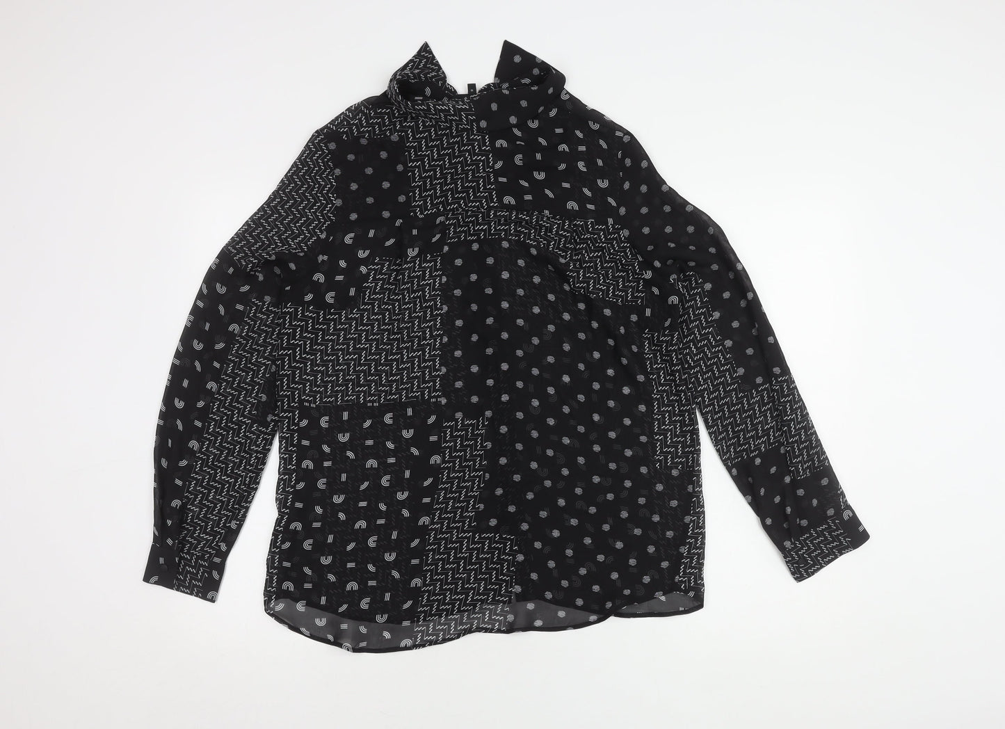 Womens UK Size 10 NEXT Black Basic Button-Up