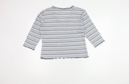 M&Co Women's Striped 3/4 Sleeve V-Neck Top M