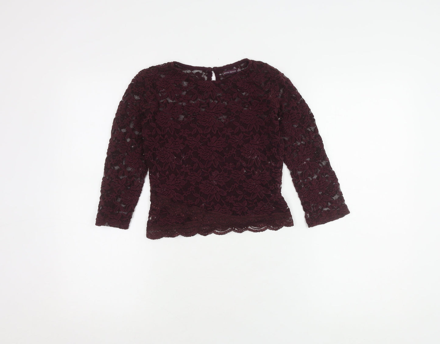 Bershka Women's Purple Lace Blouse M 3/4 Sleeve Casual
