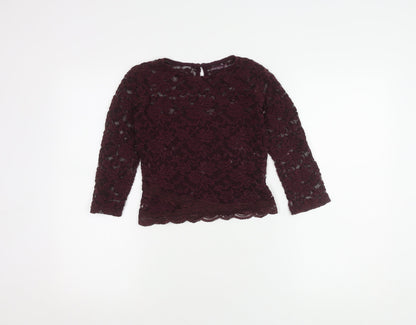 Bershka Women's Purple Lace Blouse M 3/4 Sleeve Casual
