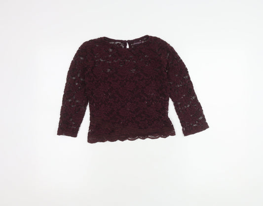 Bershka Women's Purple Lace Blouse M 3/4 Sleeve Casual
