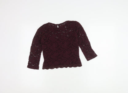 Bershka Women's Purple Lace Blouse M 3/4 Sleeve Casual