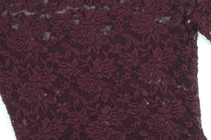 Bershka Women's Purple Lace Blouse M 3/4 Sleeve Casual