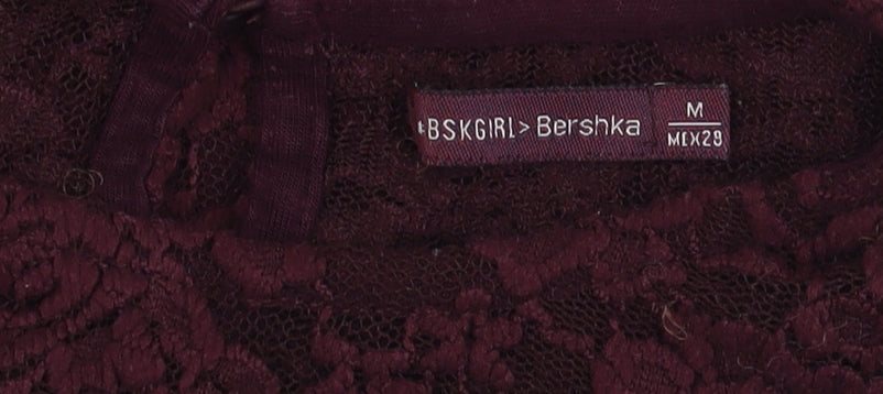 Bershka Women's Purple Lace Blouse M 3/4 Sleeve Casual