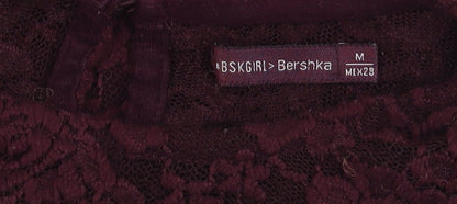 Bershka Women's Purple Lace Blouse M 3/4 Sleeve Casual