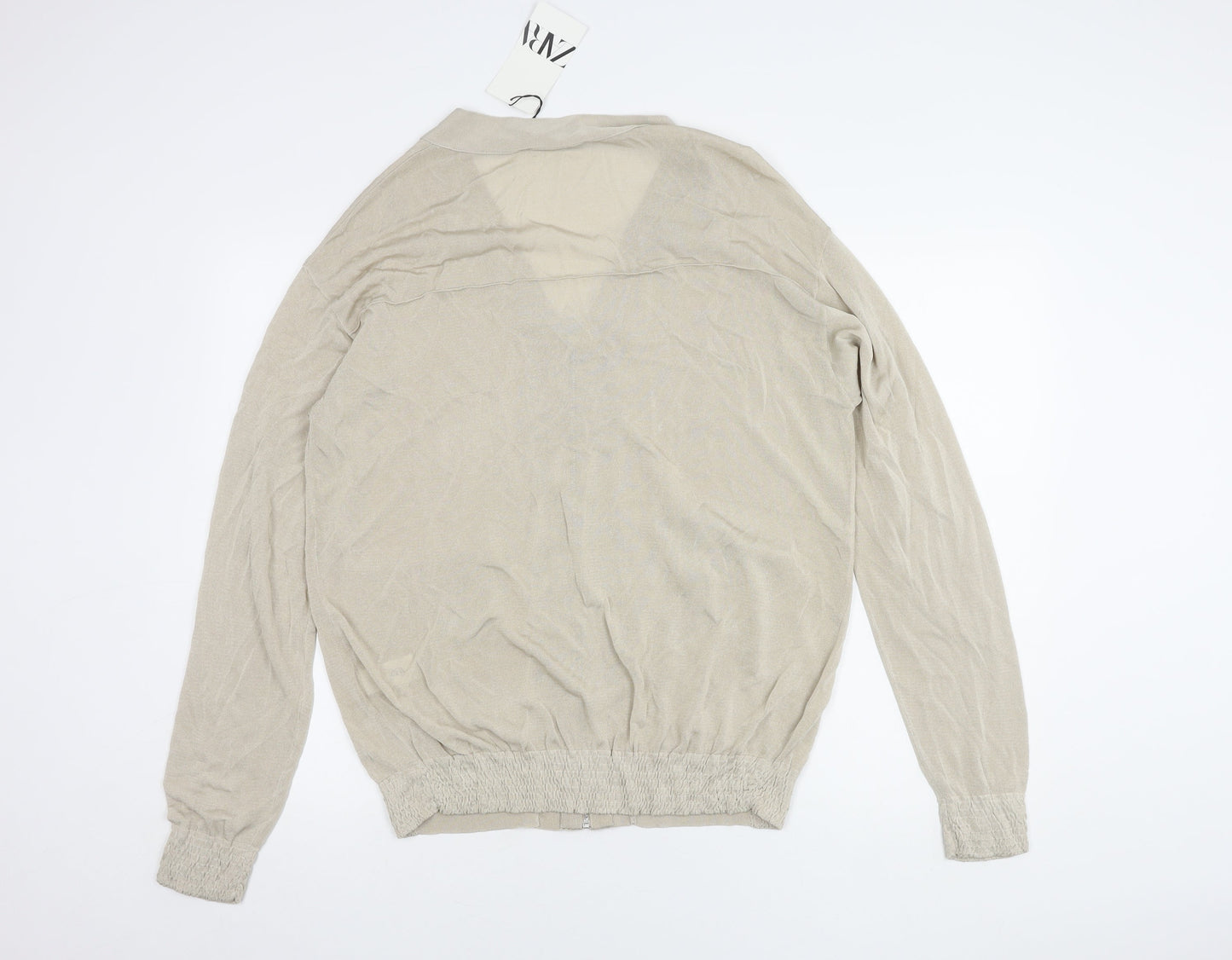 Womens UK Size S Zara Beige Full Zip Jumper