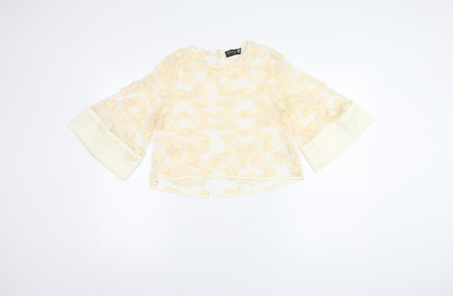 Dainty Women's Beige Floral Lace Blouse L