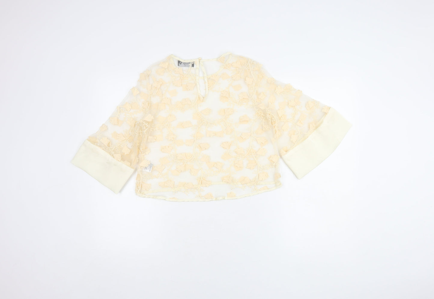 Dainty Women's Beige Floral Lace Blouse L