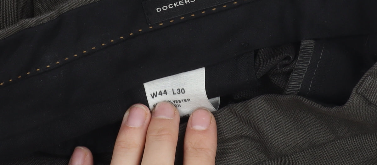 Dockers Men's Grey Relaxed Fit Trousers Size 44