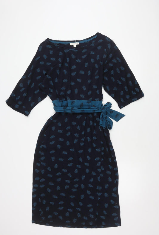 Monsoon Women's Blue Floral 3/4 Sleeve Dress S