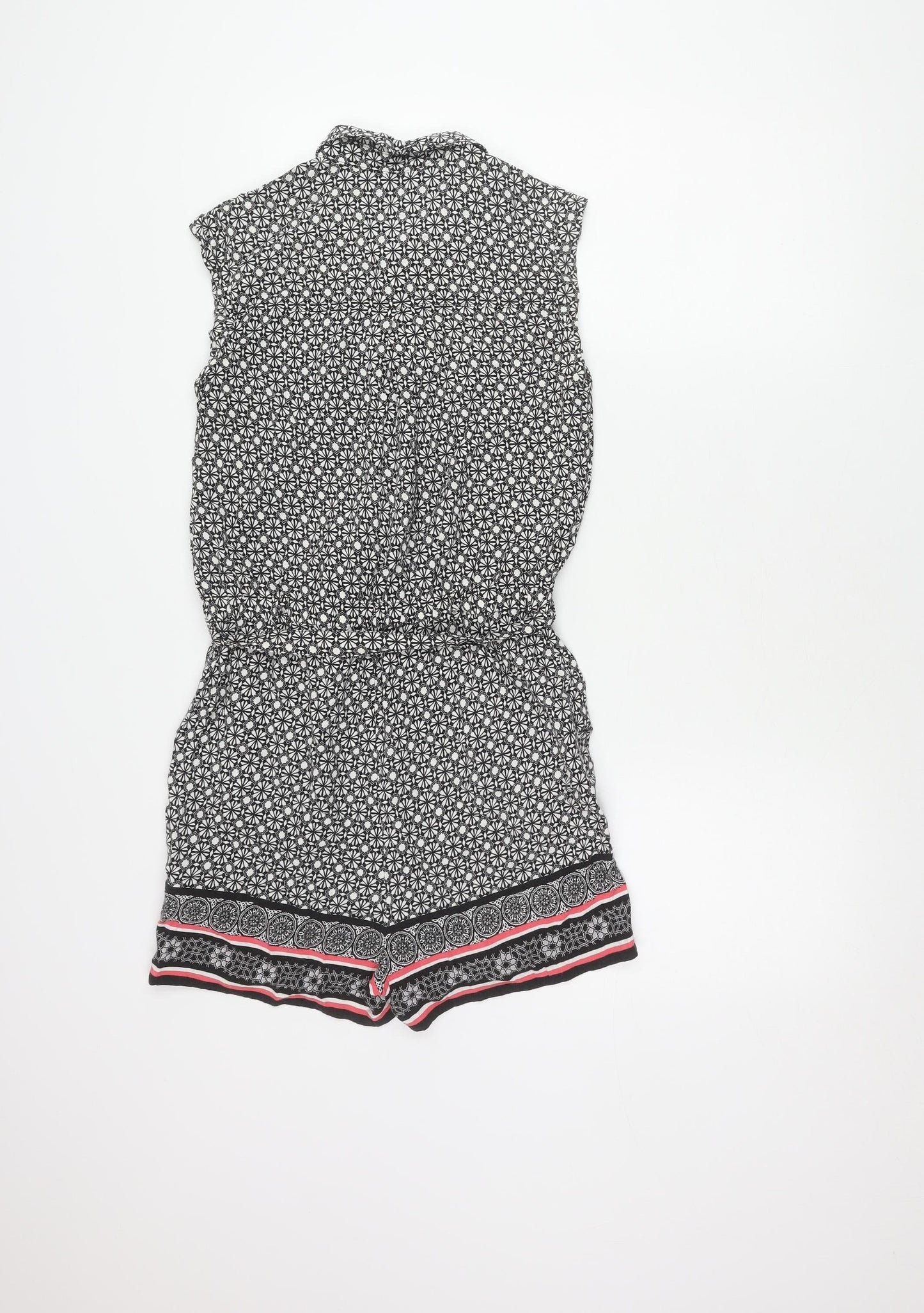 New Look Women's Black Geometric Playsuit Size 8