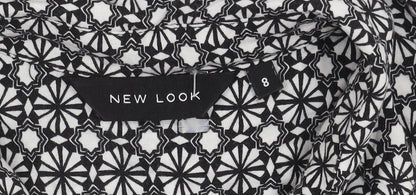 New Look Women's Black Geometric Playsuit Size 8