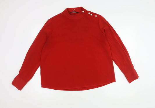 Zara Basic Red Women's High Neck Blouse Size 14