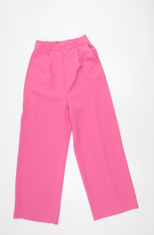 Stradivarius Women's Pink Wide-Leg Trousers Size 8