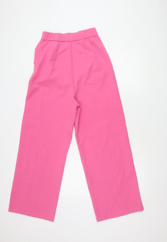 Stradivarius Women's Pink Wide-Leg Trousers Size 8