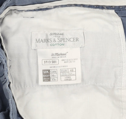 Marks and Spencer Men's Blue Chino Trousers 38