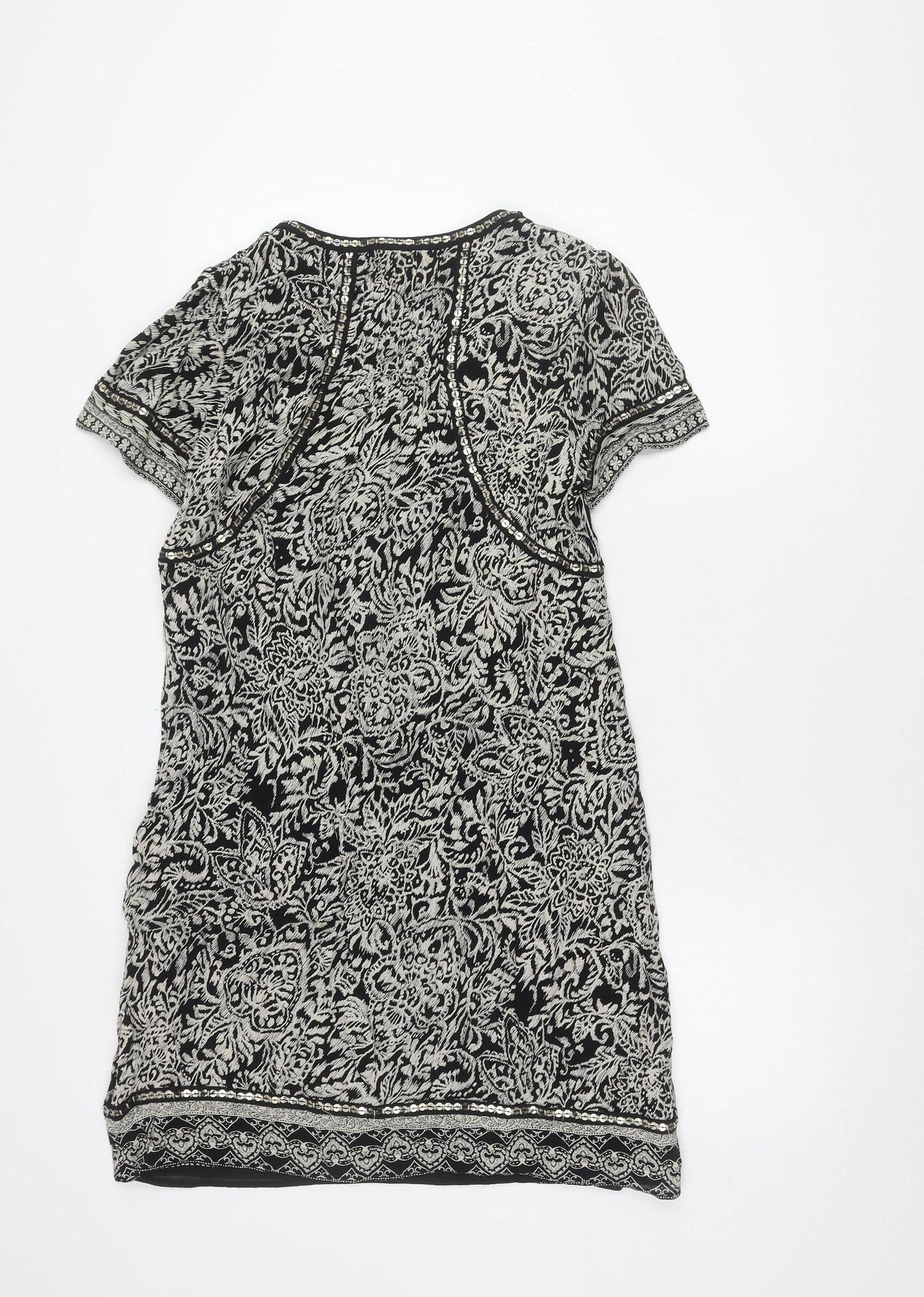 Monsoon Black Floral Sequin Dress, Women's Size 8