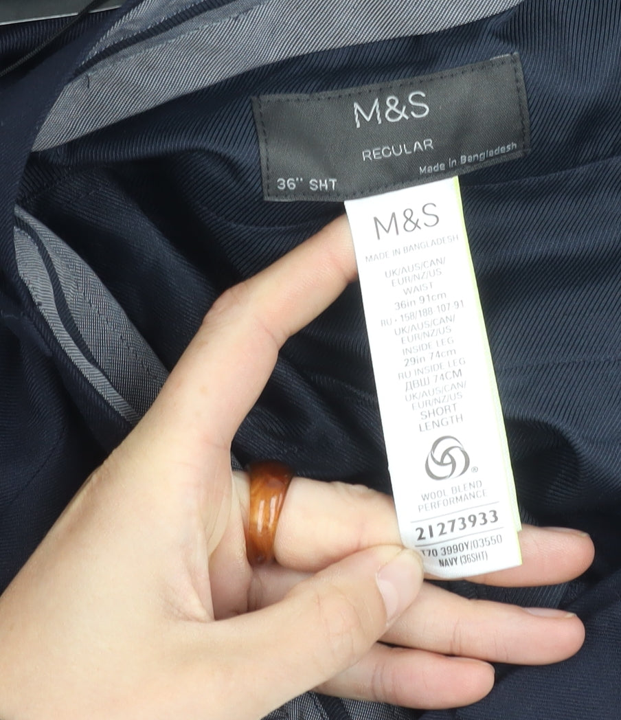 Marks and Spencer Men's Blue Dress Pants 36 Regular