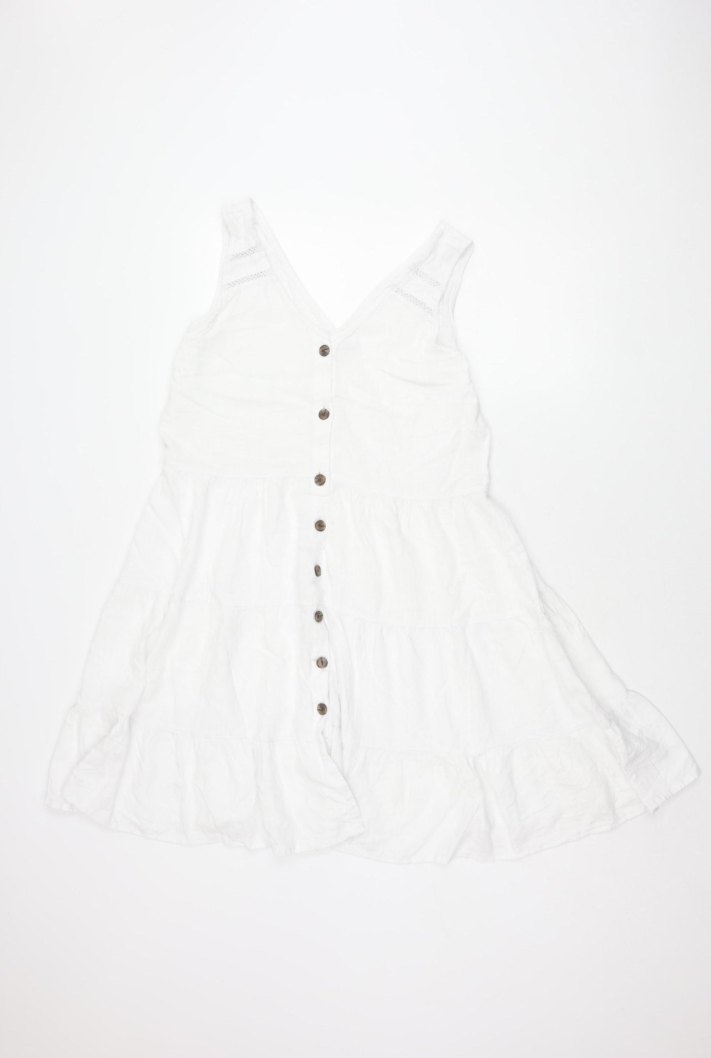 Next Petite Women's White Linen Blend Sleeveless Dress