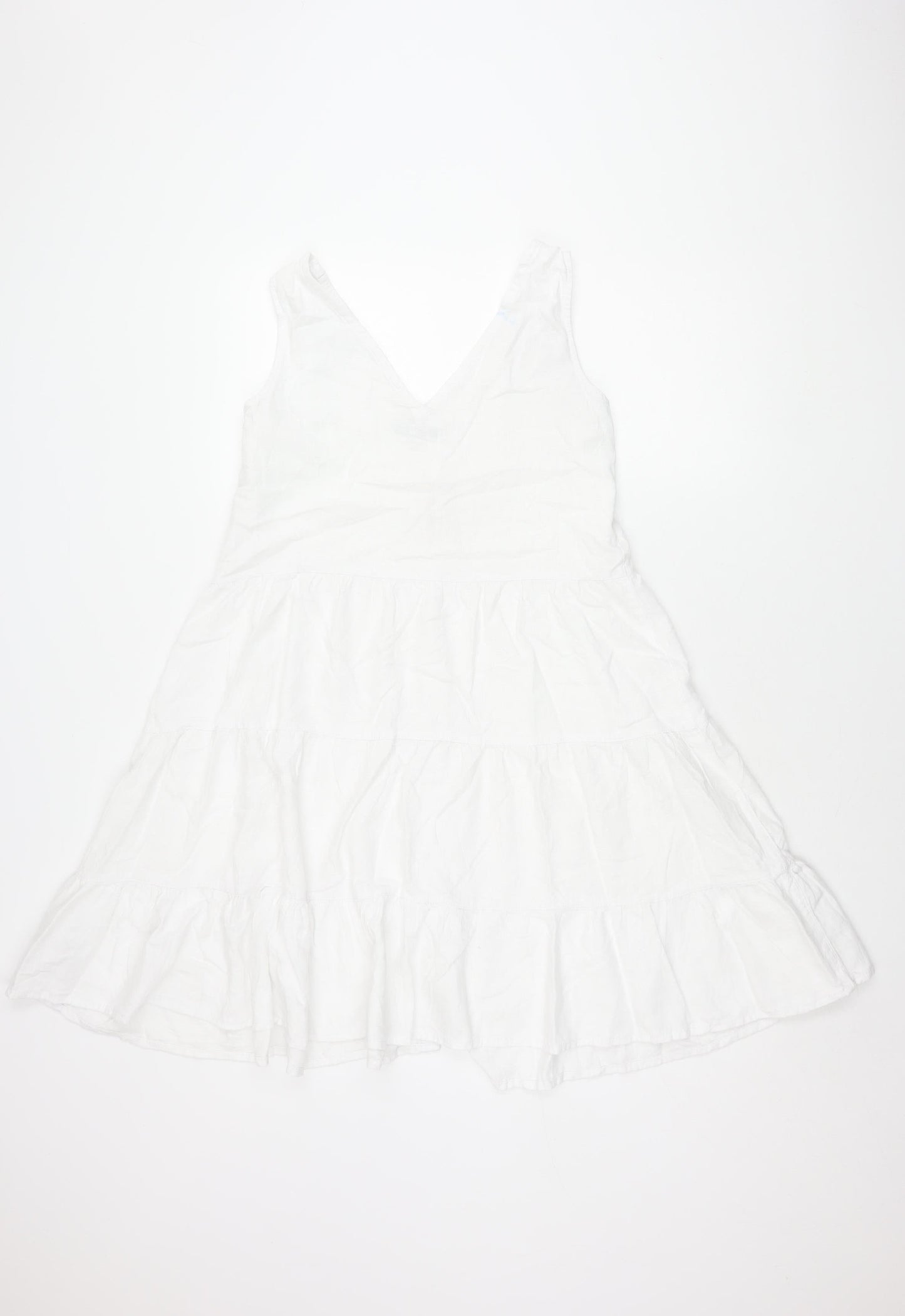 Next Petite Women's White Linen Blend Sleeveless Dress