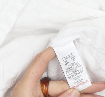 Next Petite Women's White Linen Blend Sleeveless Dress