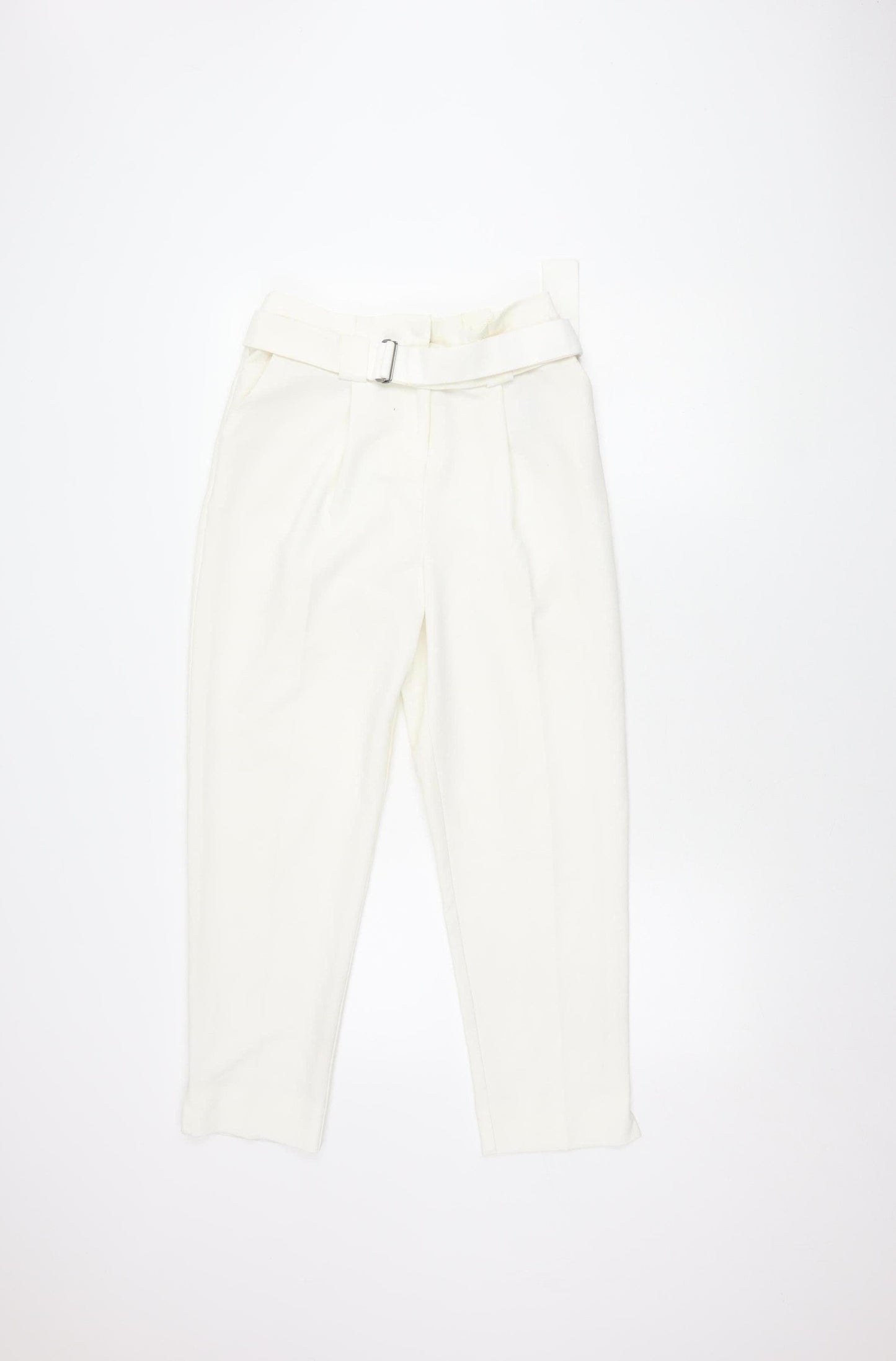 Topshop Women’s White Trousers, Size 10, Belted, Casual