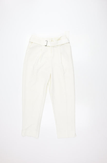 Topshop Women’s White Trousers, Size 10, Belted, Casual