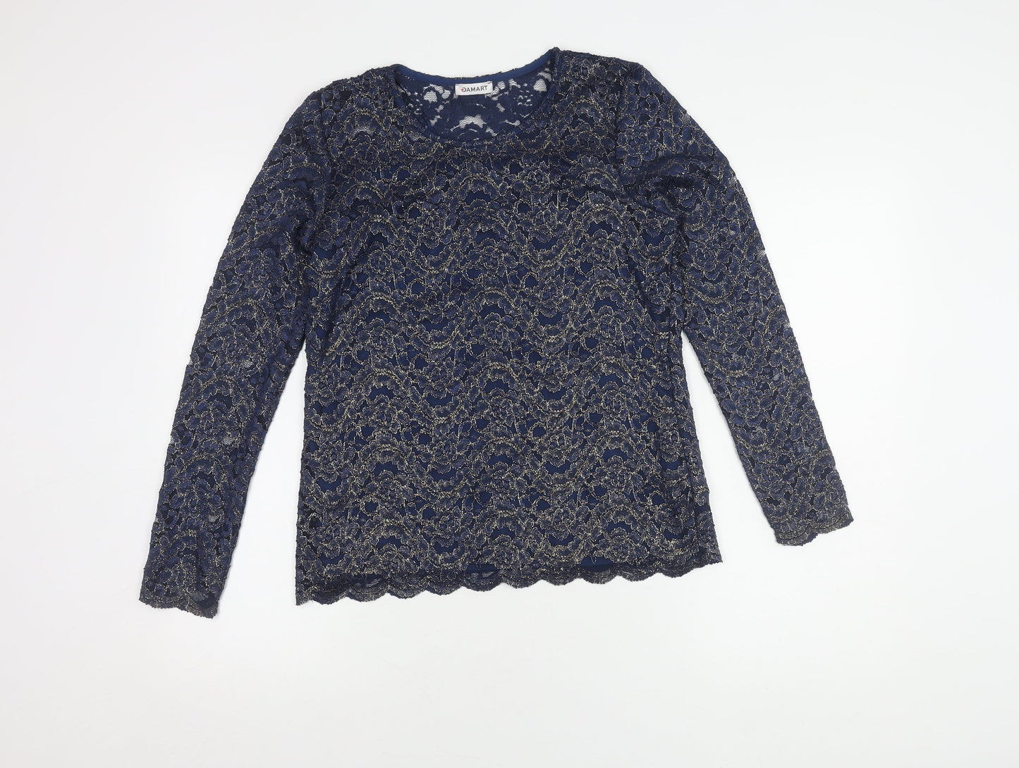 Damart Women's Blue Lace Blouse, Size 10