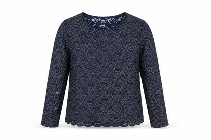 Damart Women's Blue Lace Blouse, Size 10