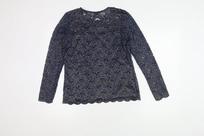 Damart Women's Blue Lace Blouse, Size 10