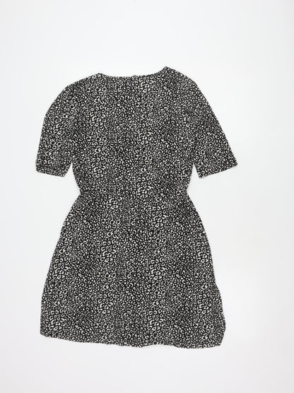 Stradivarius Women's Black Animal Print Dress Size 12