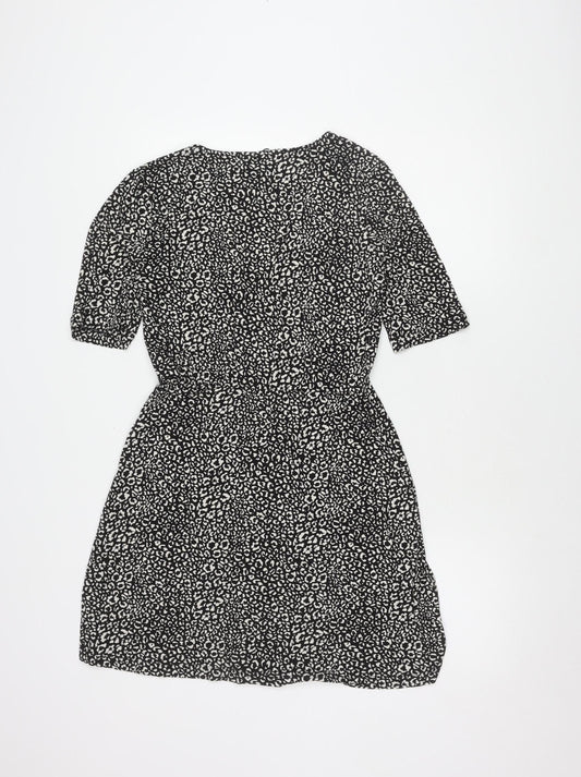 Stradivarius Women's Black Animal Print Dress Size 12