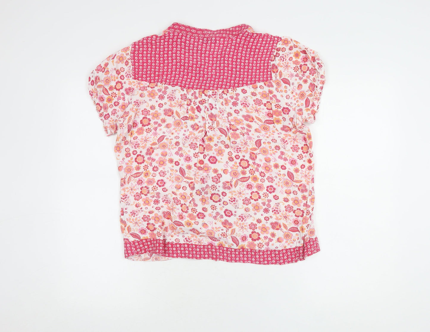 New Look Women's Floral Pink Cotton Blouse Size 14