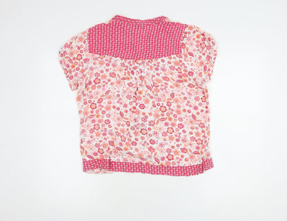 New Look Women's Floral Pink Cotton Blouse Size 14