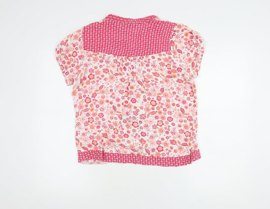 New Look Women's Floral Pink Cotton Blouse Size 14