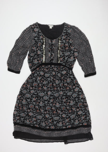 Monsoon Women's Black Floral Dress Size 14