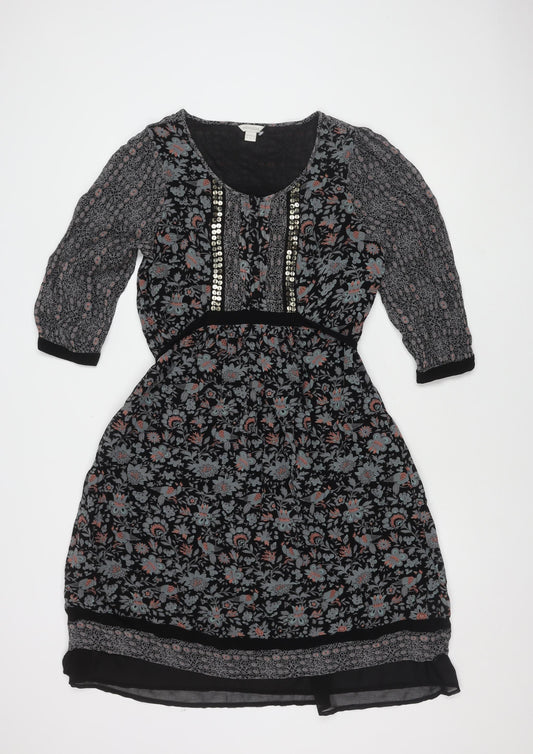 Monsoon Women's Black Floral Dress Size 14