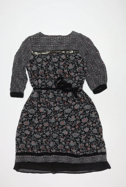 Monsoon Women's Black Floral Dress Size 14