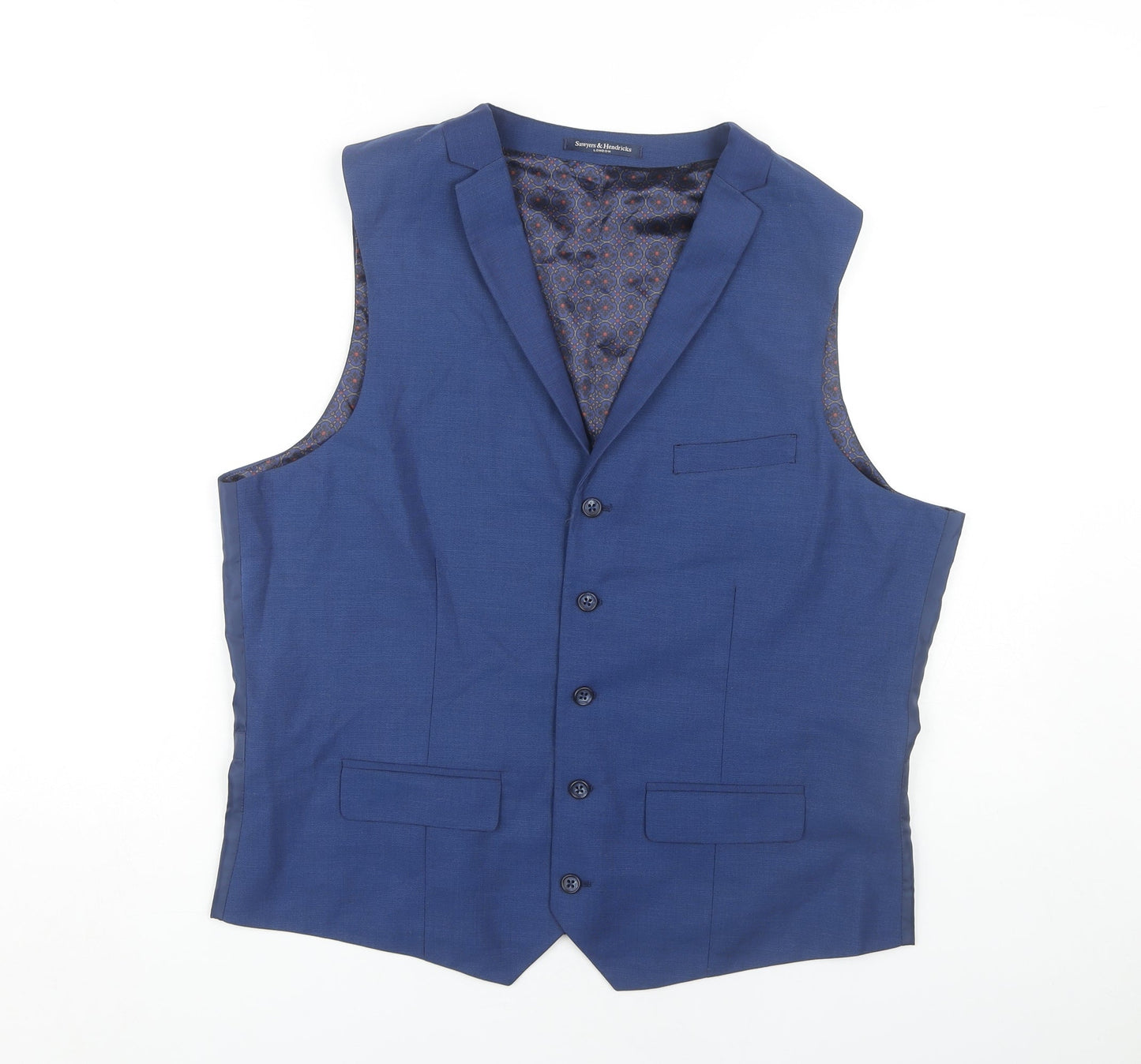 Mens UK Size 42 Sawyers & Hendricks Regular Blue Suit Waistcoat