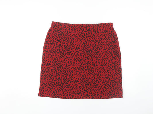 Marks and Spencer Women's Red Animal Print Pencil Skirt Size 14
