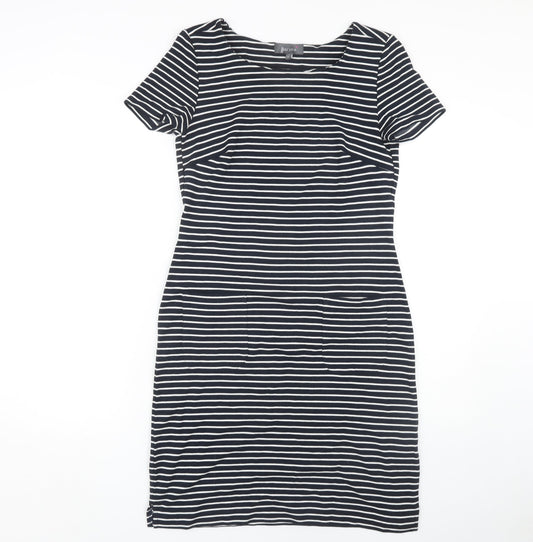 Marks and Spencer Women Black Size 12 Striped Sheath Dress