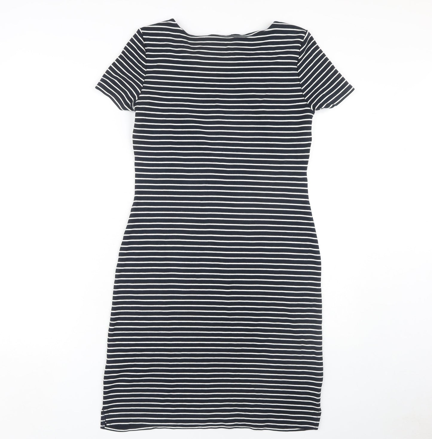 Marks and Spencer Women Black Size 12 Striped Sheath Dress