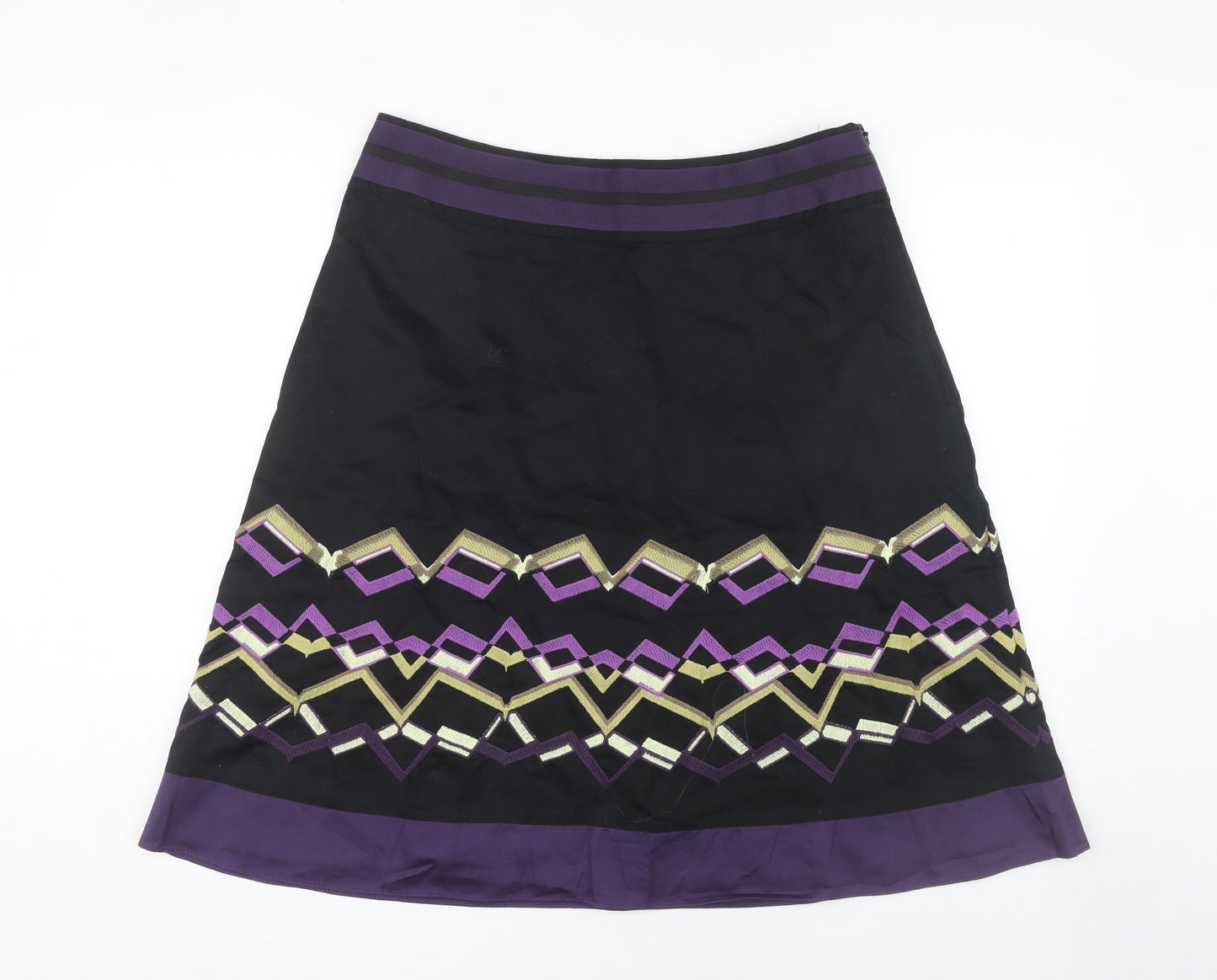 Next Women's Black & Purple Geometric Skirt, Size 14