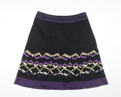 Next Women's Black & Purple Geometric Skirt, Size 14