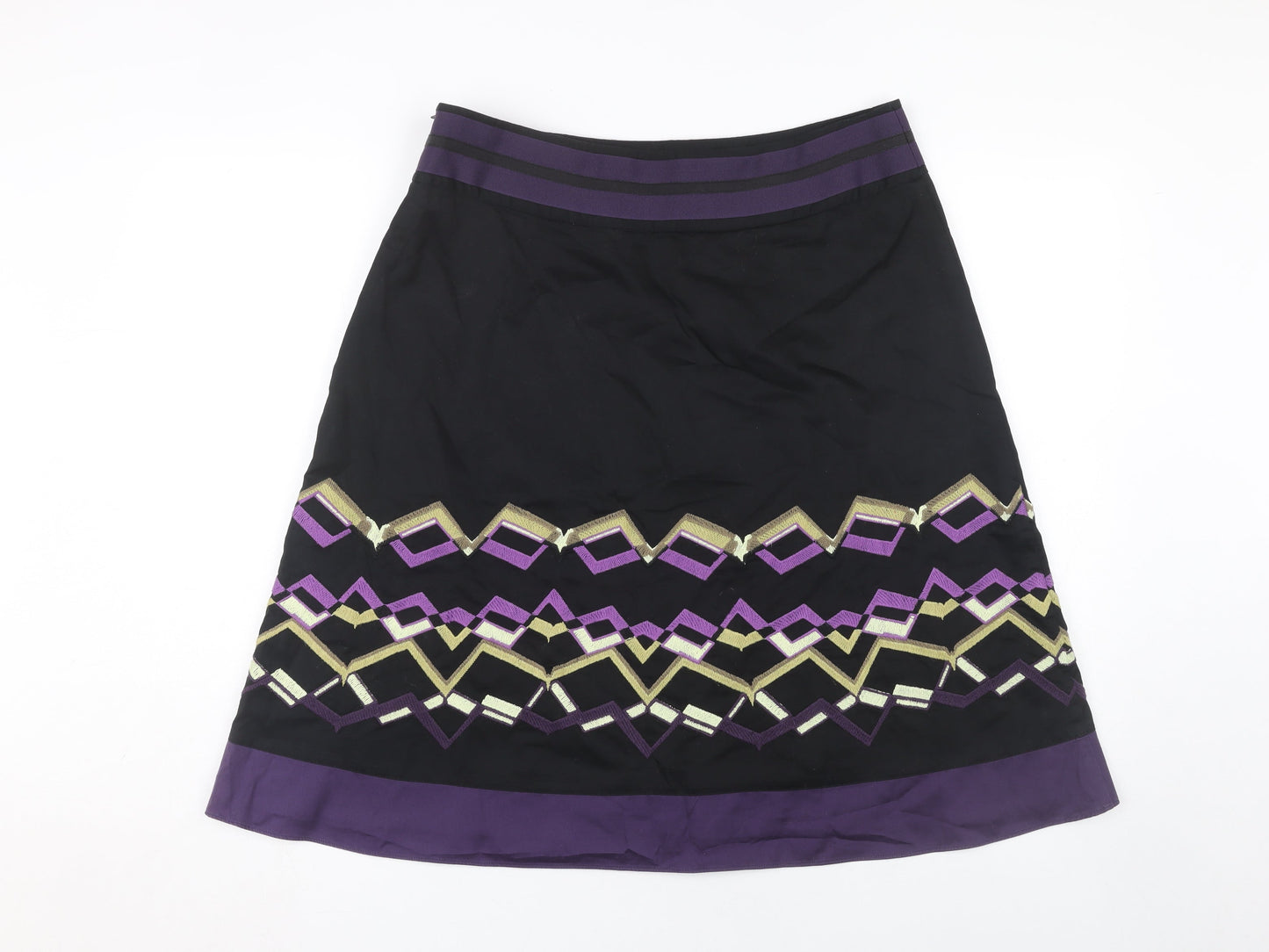 Next Women's Black & Purple Geometric Skirt, Size 14